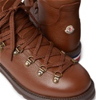 Moncler - Striped Full-Grain Leather Boots - Brown
