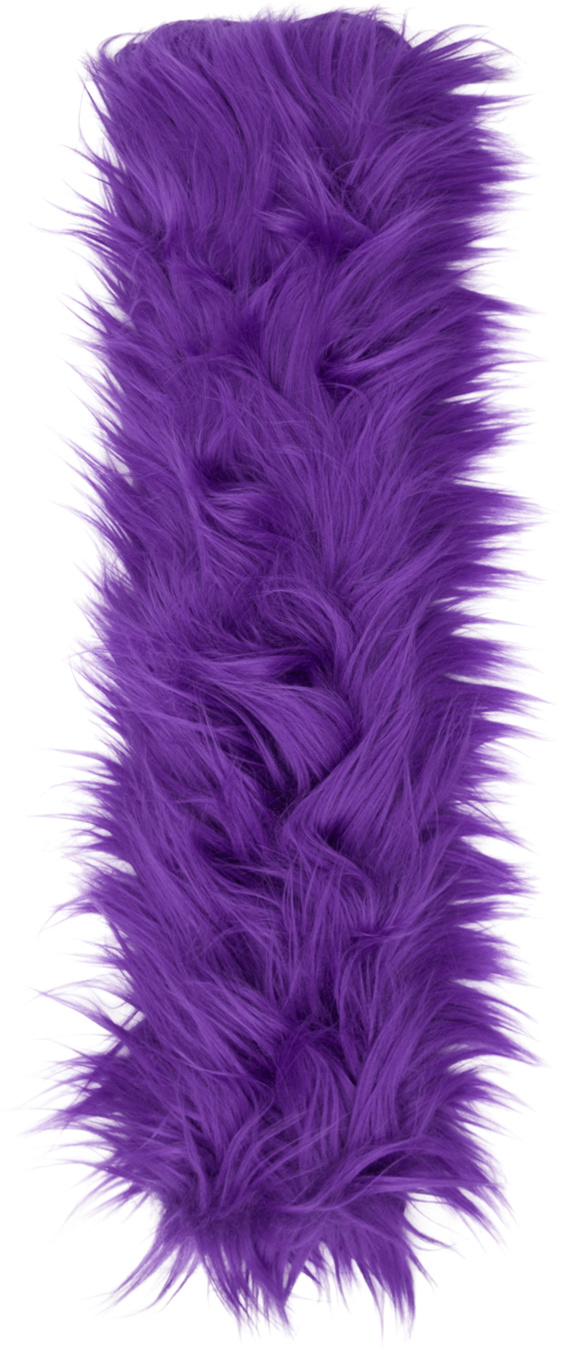 Ruslan Baginskiy Purple Faux-Fur Logo-Patch Scarf