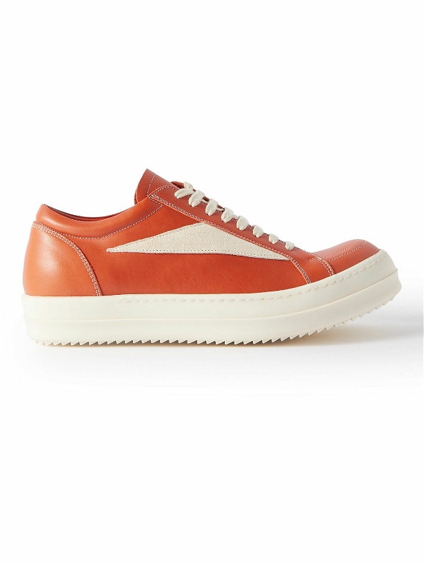 Photo: Rick Owens - Suede-Trimmed Leather Sneakers - Orange