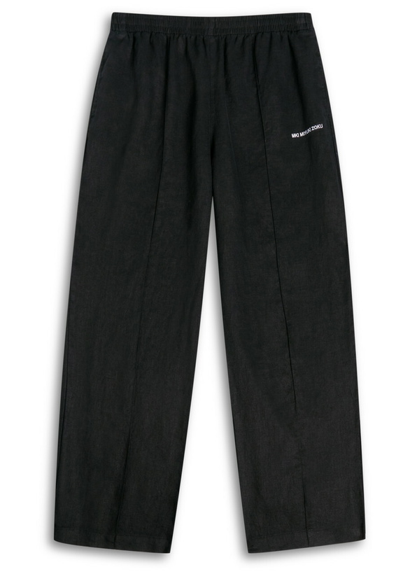 Photo: Mki Miyuki Zoku Logo Wide-leg Linen Trousers Black