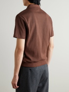 Oliver Spencer - Westcott Ribbed Organic Cotton Polo Shirt - Brown
