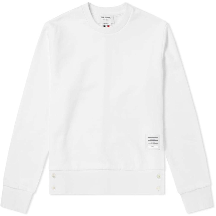 Photo: Thom Browne Grosgrain Loopback Crew Sweat White