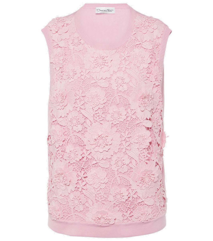 Photo: Oscar de la Renta Floral lace-trimmed silk-blend top