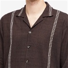 Karu Research Men's Jacquard Handloom Shirt in Brown/White