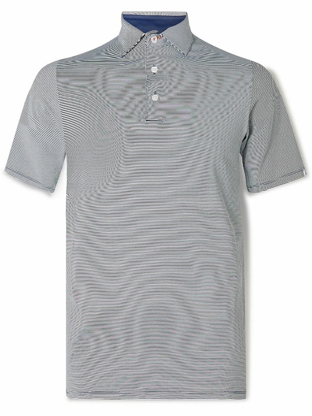 Photo: Kjus Golf - Soren Striped Stretch-Jersey Polo Shirt - Blue