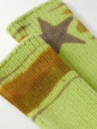Collina Strada - Ribbed Striped Printed Cotton-Blend Socks