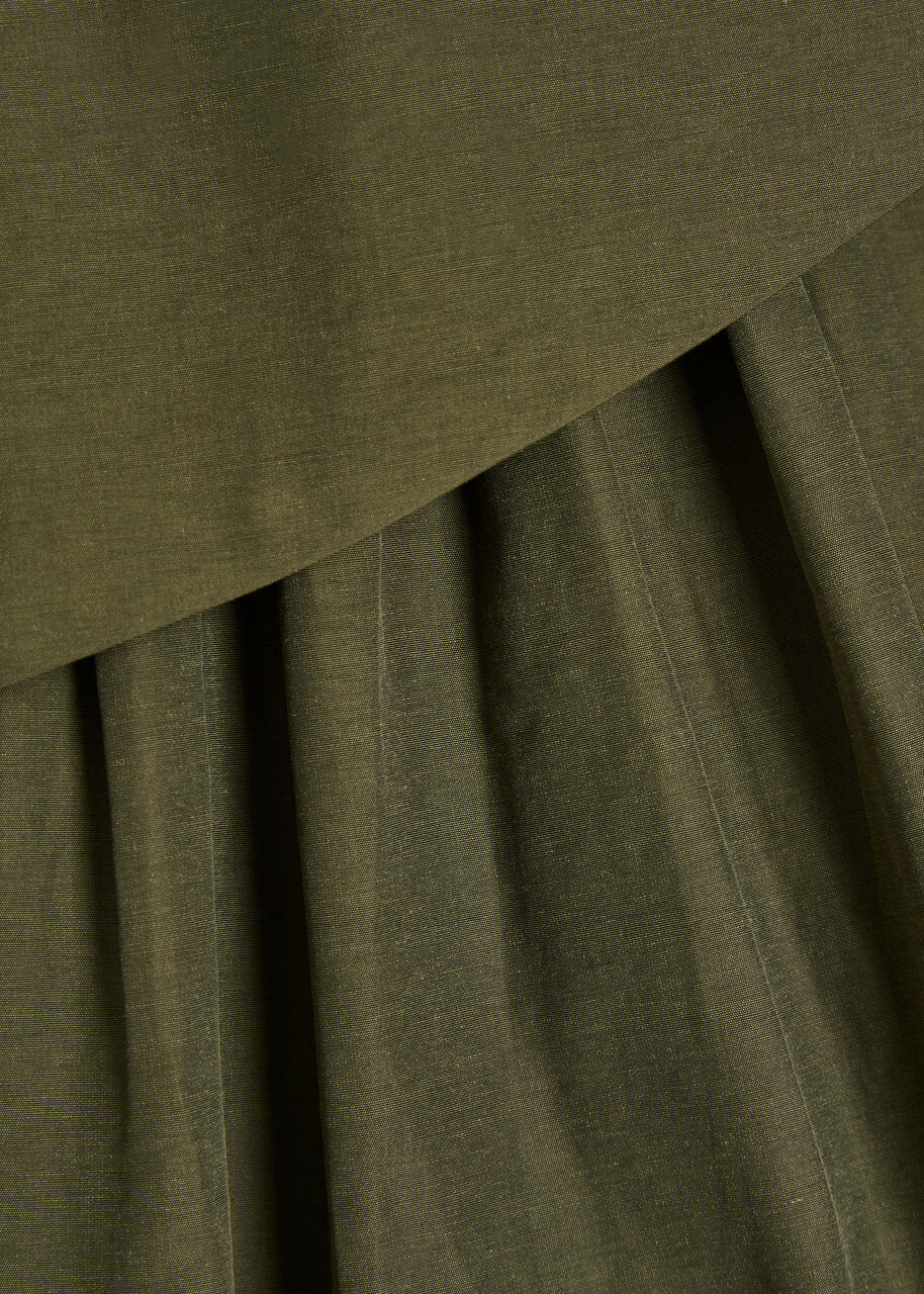 Damson Madder Fabia Cotton-blend Wide-leg Trousers Khaki