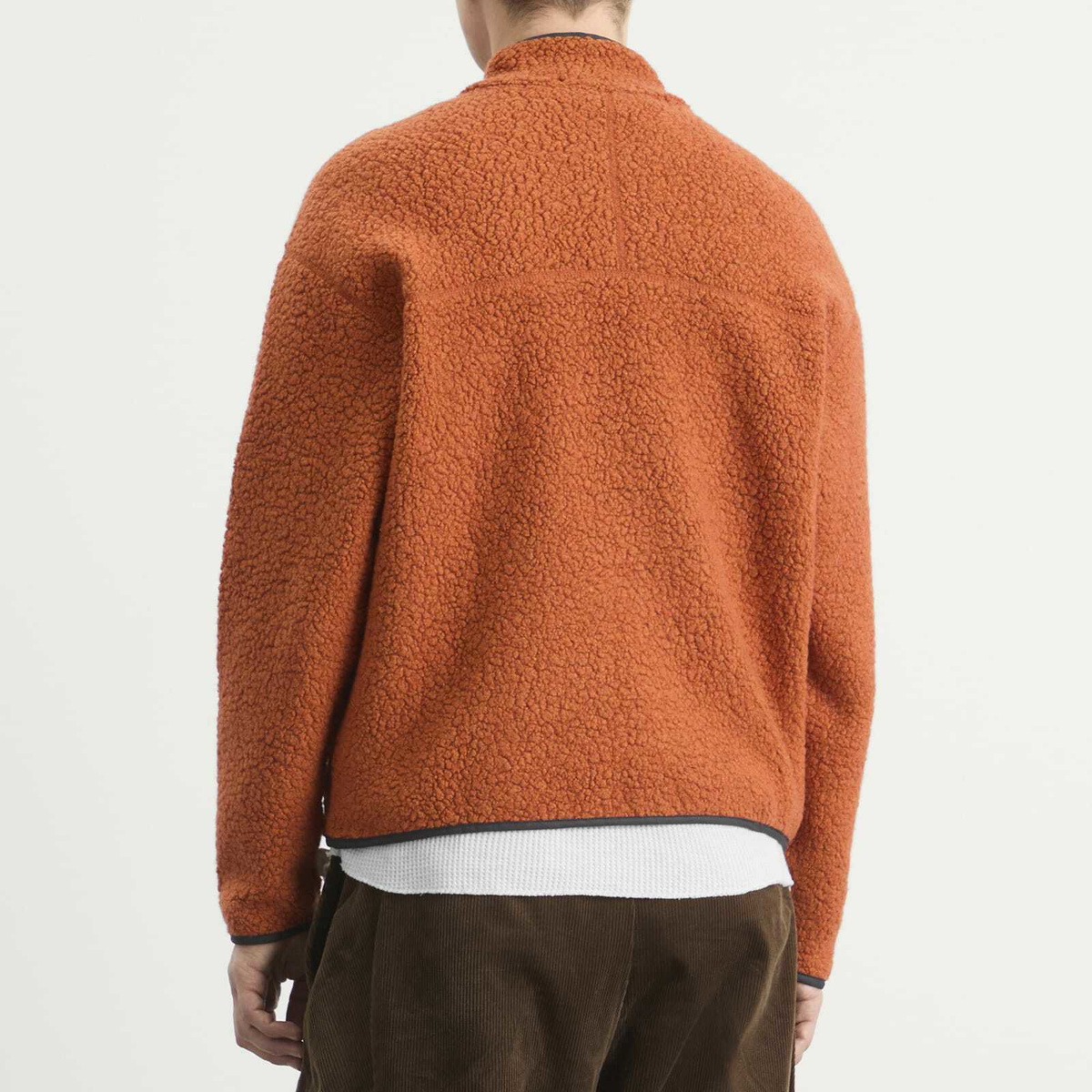 Norse Projects Men's Bjorn Sherpa Wool Fleece Jacket in Golden Orange