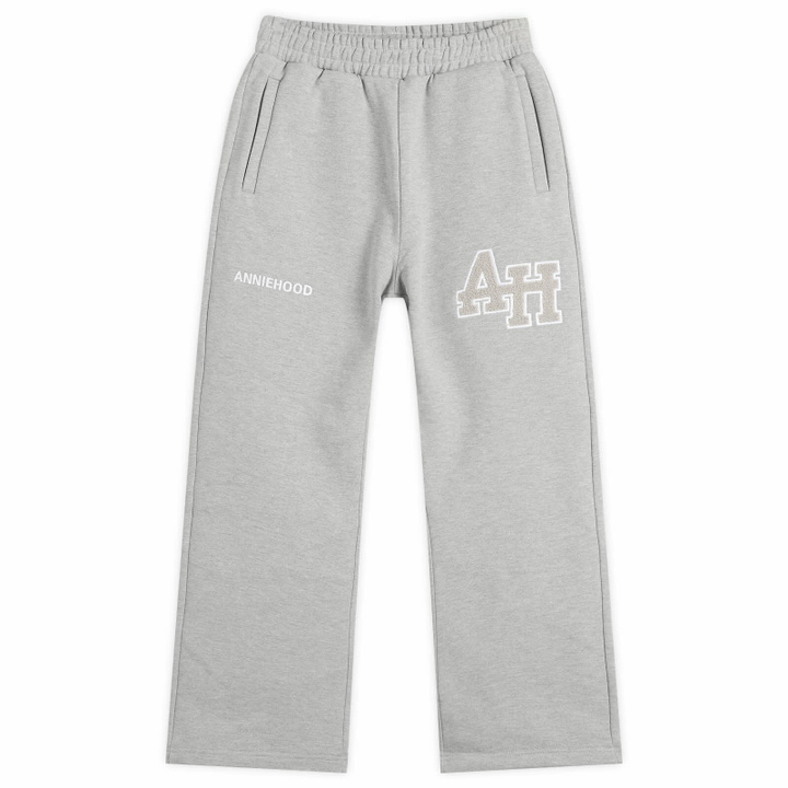 Photo: ANNIE HOOD Men's College Straight-Leg Joggers in Grey/Grey