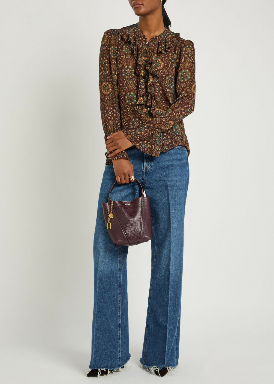 Paige Claud Patterned Silk Blouse Dark Brown