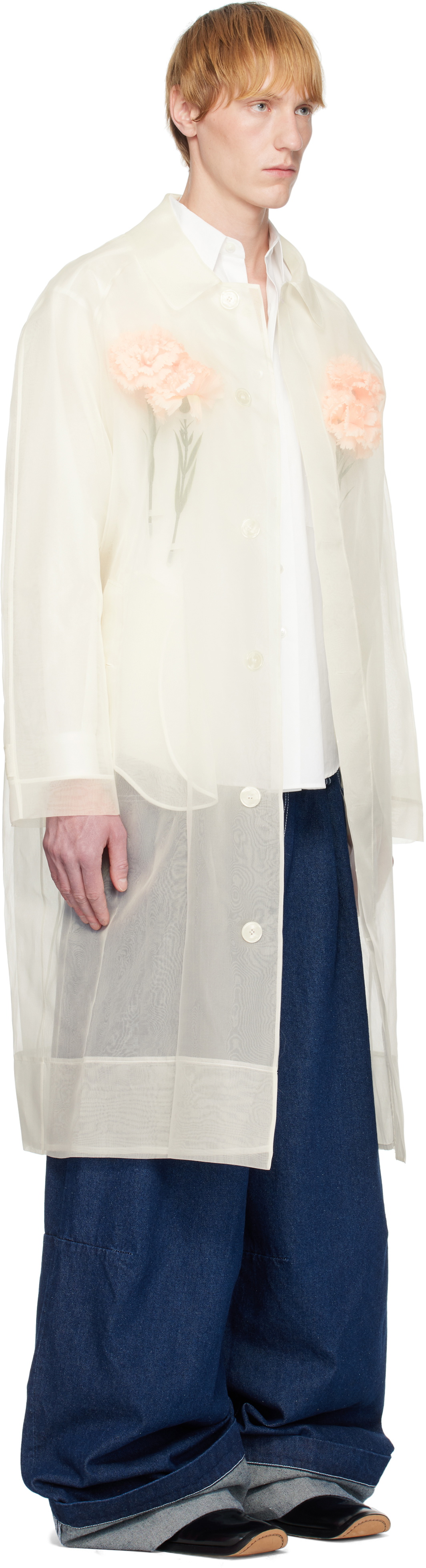 Simone Rocha Off-White Stuffed Carnation Car Coat