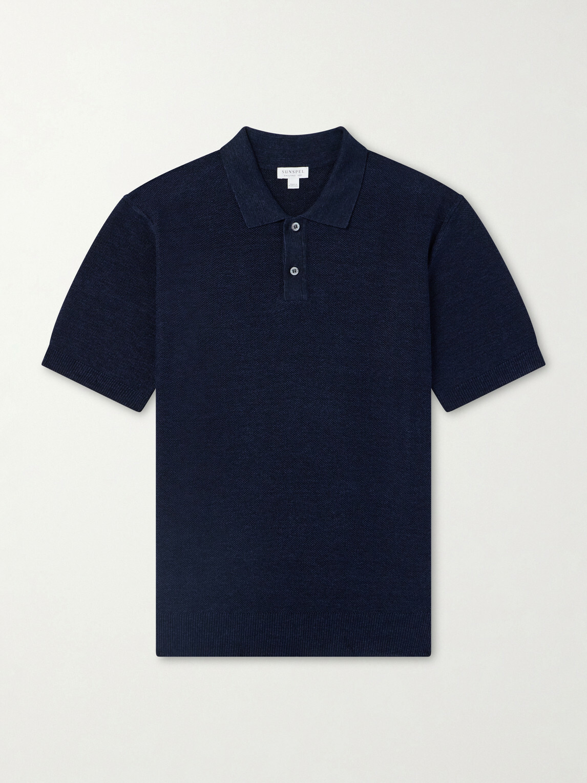 Sunspel - Honeycomb-Knit Linen and Silk-Blend Polo Shirt - Blue