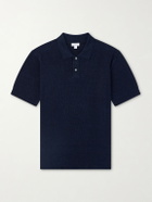 Sunspel - Honeycomb-Knit Linen and Silk-Blend Polo Shirt - Blue