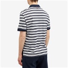Thom Browne Men's Striped Linen Polo Shirt in Navy