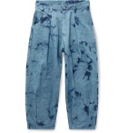 Story Mfg. - Wide-Leg Pleated Tie-Dyed Organic Denim Jeans - Blue