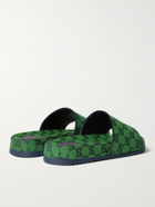 GUCCI - Logo-Jacquard Canvas Slides - Green