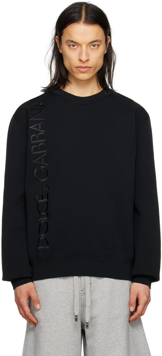 Dolce & Gabbana Black Embroidered Sweater Dolce & Gabbana