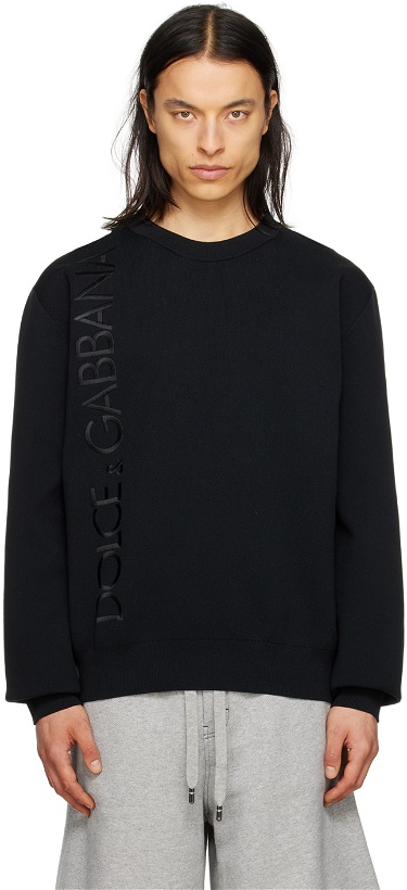 Photo: Dolce & Gabbana Black Embroidered Sweater