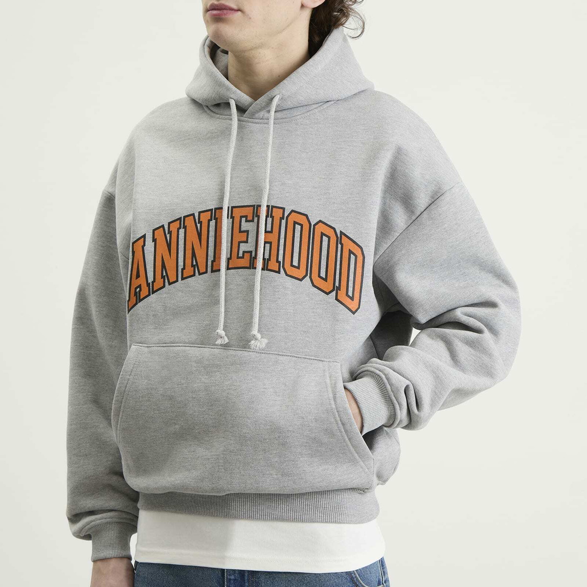 ANNIE HOOD Men's College Arch Hoodie in Marl Grey