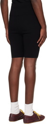 Dries Van Noten Black Rib Knit Biker Shorts