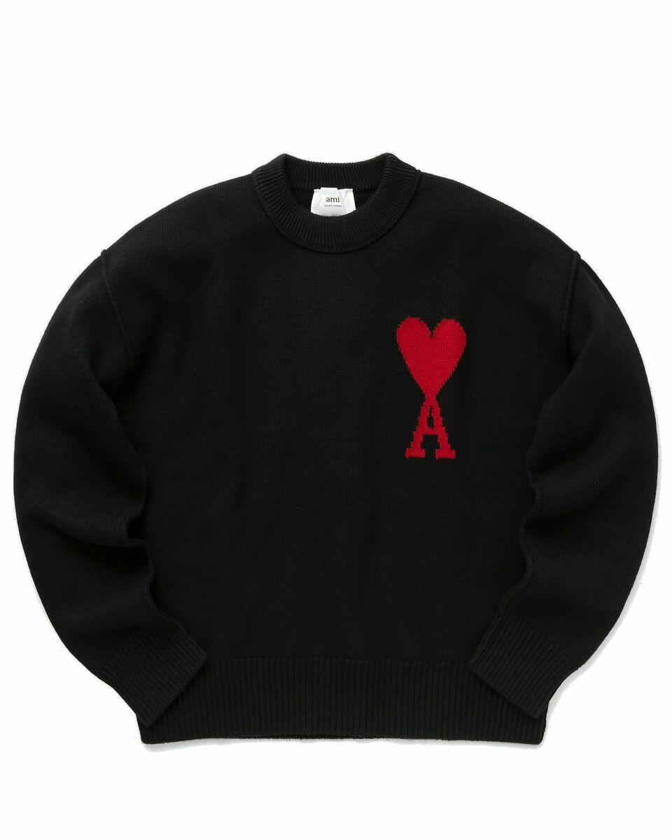 Photo: Ami Paris Red Ami De Coeur Sweater Black - Mens - Pullovers
