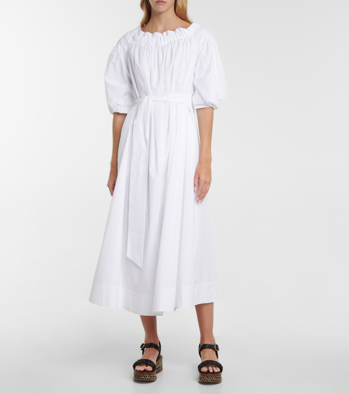 Gabriela Hearst - Galetta off-shoulder cotton midi dress Gabriela Hearst