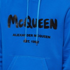 Alexander McQueen Men's Graffitti Logo Popover Hoody in Royal Blue/Black