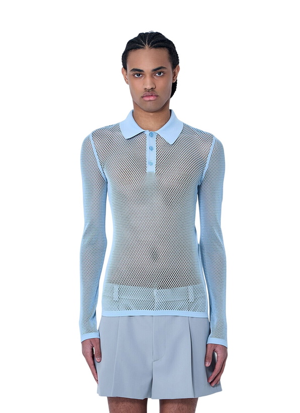 Photo: Gucci Embossed Technical Mesh Polo Top