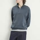 Auralee Men's High Gauge Sweat Half Zip Jumper in Dusty Blue
