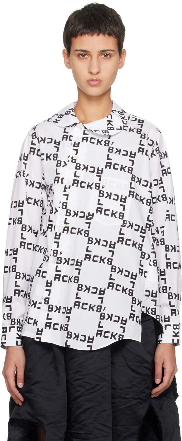 Black Comme des Garçons White Asymmetrical Shirt
