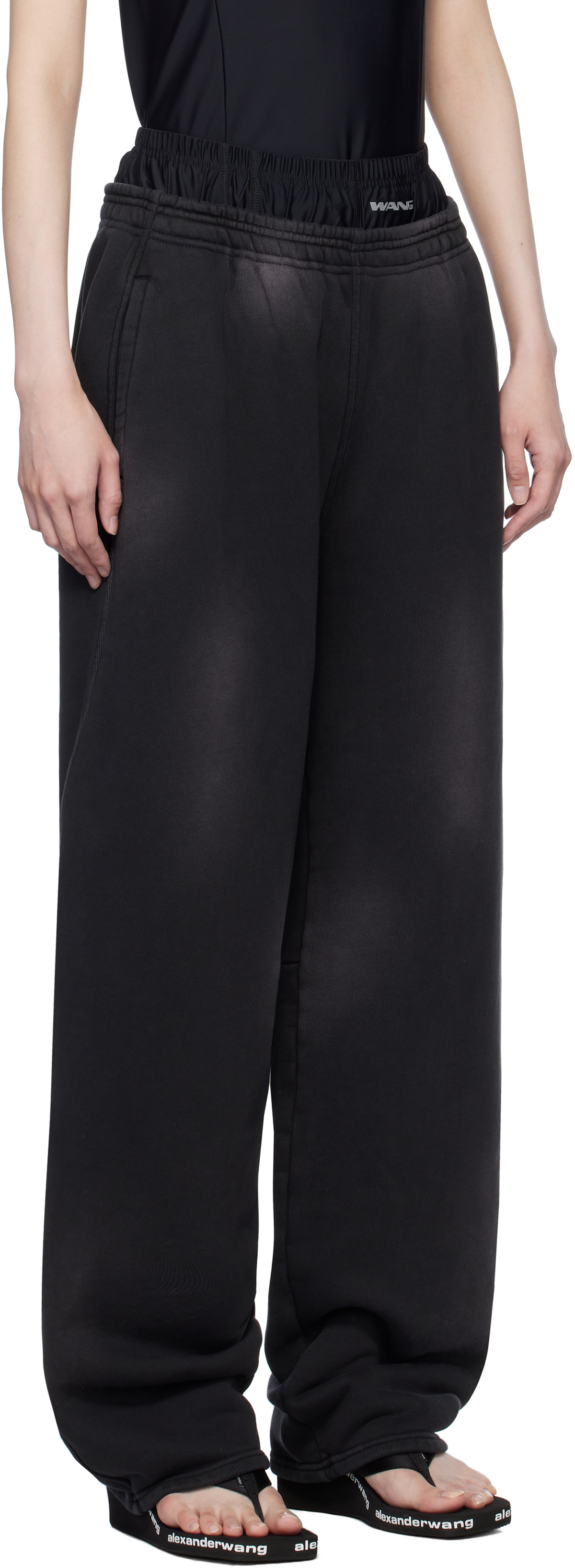 alexanderwang.t Black Pre-Styled Boxer Brief Sweatpants