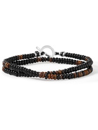 Mikia - Onyx, Tiger's Eye and Sterling Silver Beaded Wrap Bracelet