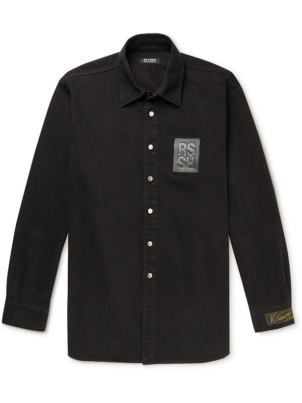 Photo: Raf Simons - Logo-Appliquéd Cotton-Denim Shirt - Black