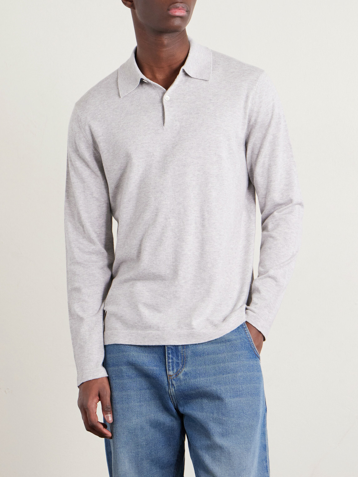 Hartford - Cotton and Cashmere-Blend Polo Shirt - Gray