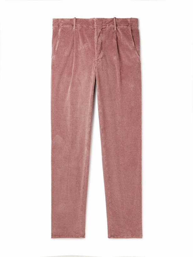 Photo: Incotex - Tapered Cotton-Blend Corduroy Trousers - Pink