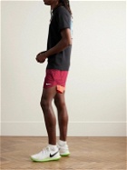 Nike Tennis - NikeCourt Slam Straight-Leg Logo-Print Dri-FIT Tennis Shorts - Red