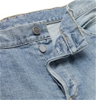BALMAIN - Skinny-Fit Distressed Logo-Embroidered Denim Jeans - Blue