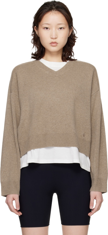 Photo: Loulou de Saison Taupe Anzor LDS Cashmere V Neck Sweater