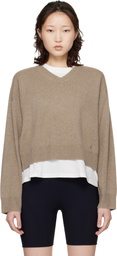 Loulou de Saison Taupe Anzor LDS Cashmere V Neck Sweater