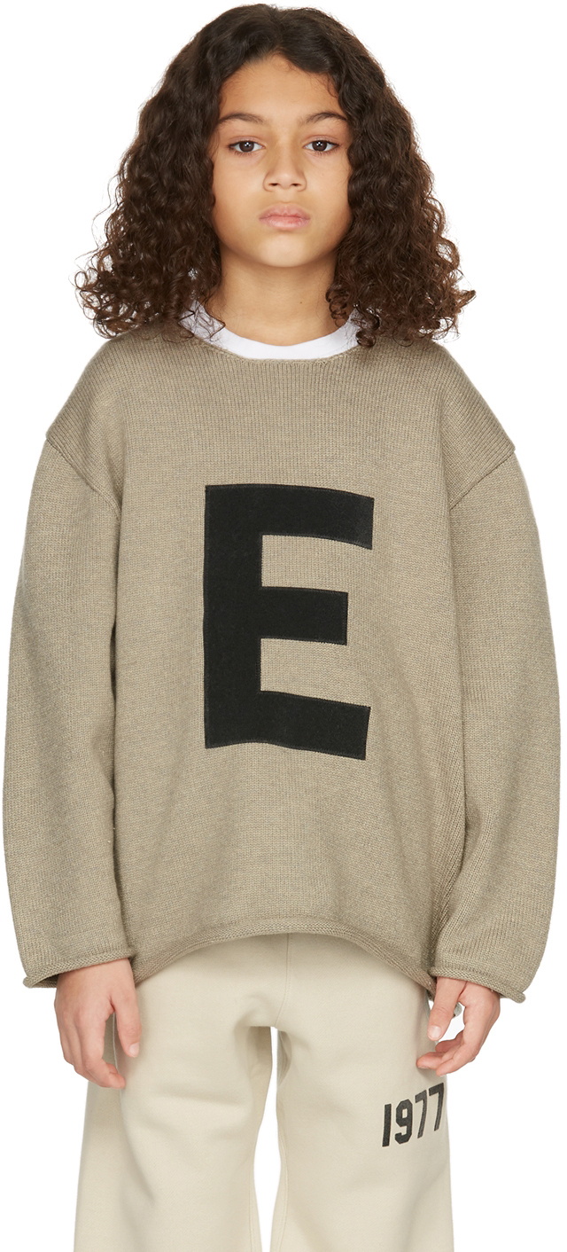 Essentials Kids Beige Big E Sweater