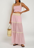 Loveshackfancy Phia Floral-print Tiered Cotton Maxi Skirt Pink