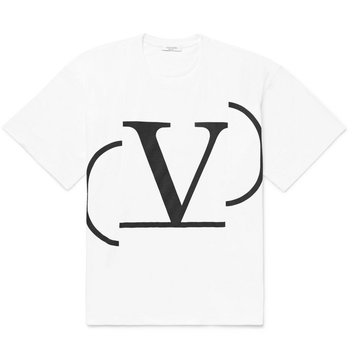 Photo: Valentino - Oversized Logo-Print Cotton-Jersey T-Shirt - White