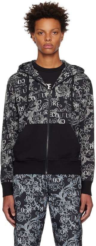 Photo: Versace Jeans Couture Black & Gray Printed Hoodie
