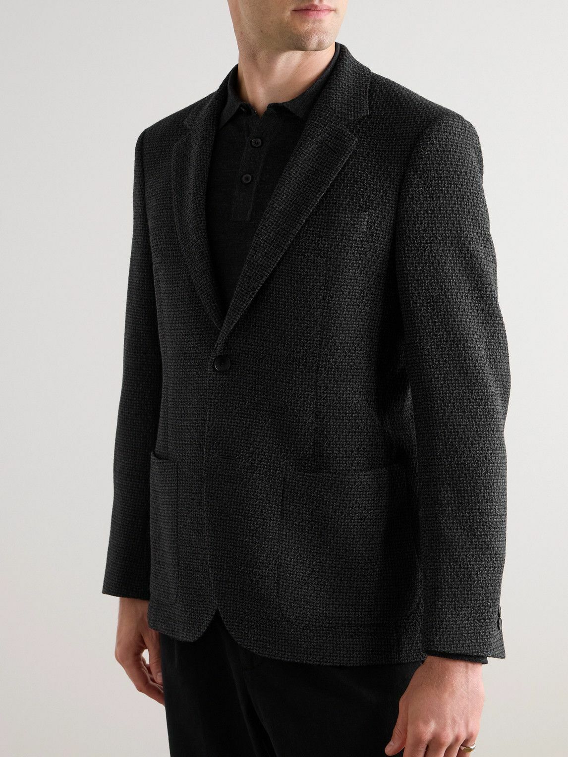 Mr P. - Checked Wool-Blend Bouclé Blazer - Gray