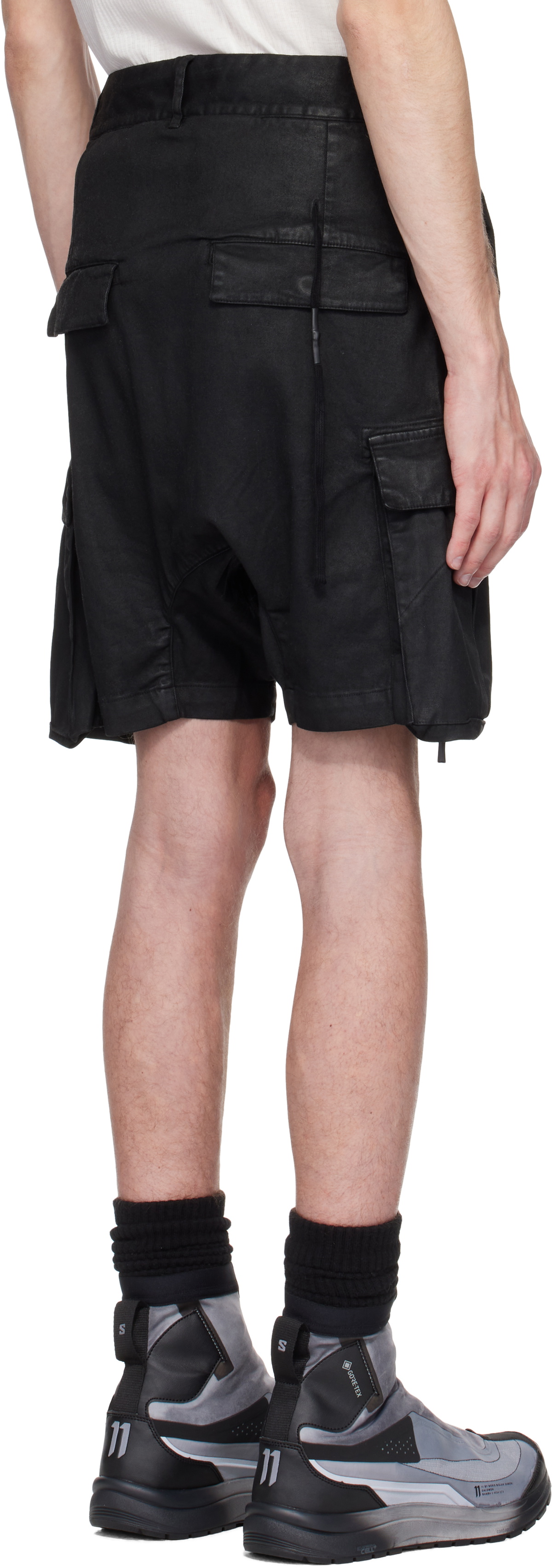 11 by Boris Bidjan Saberi Black Coated Object Shorts
