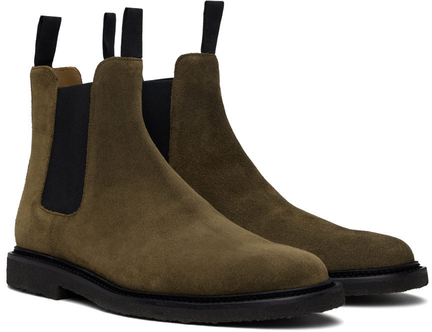 Common Projects Khaki Classic Waxed Suede Chelsea Boots
