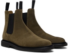 Common Projects Khaki Classic Waxed Suede Chelsea Boots