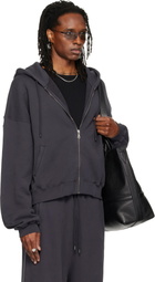 LU'U DAN Gray Washed Zip Hoodie
