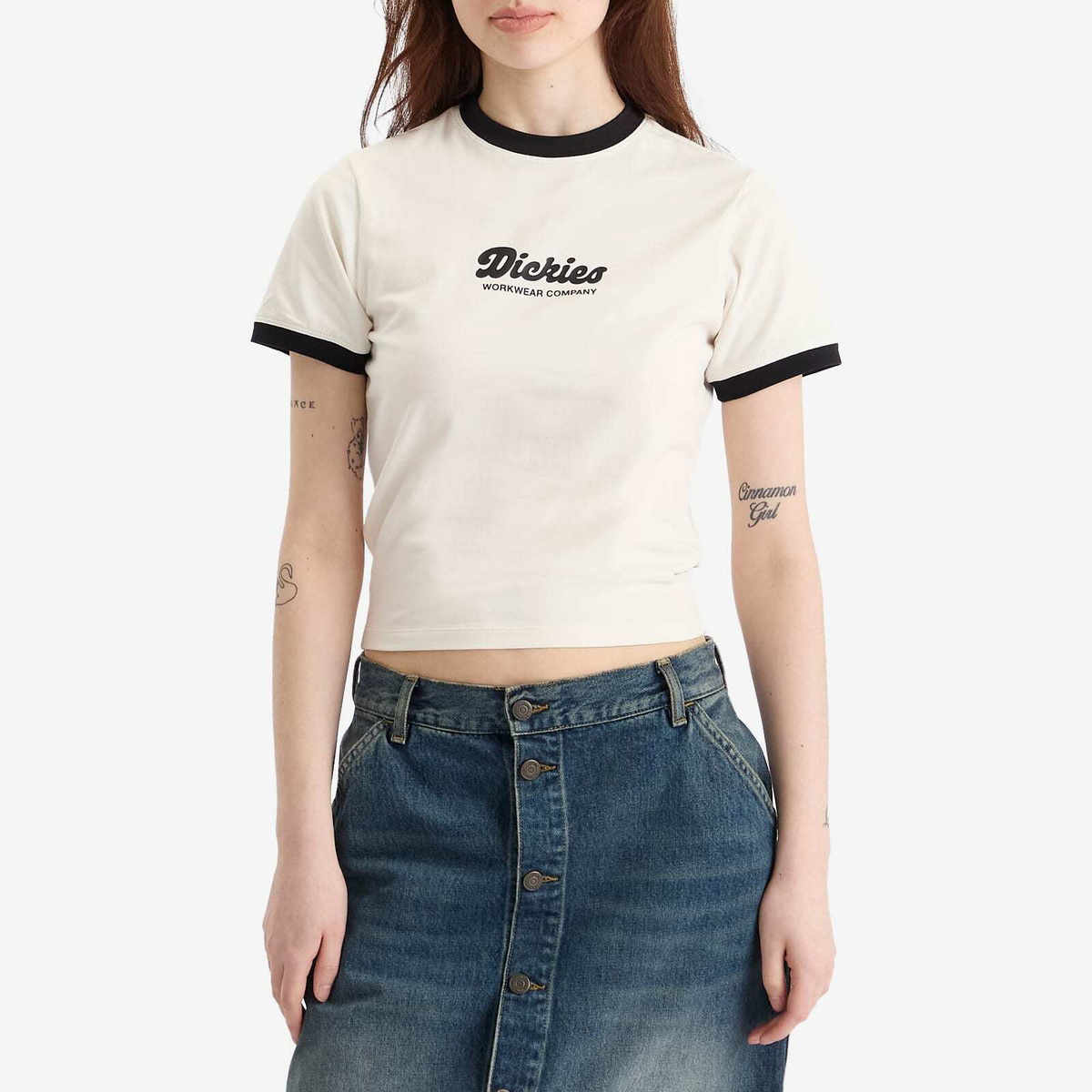 Dickies Women's Lewistown Ringer T-Shirt in Egret