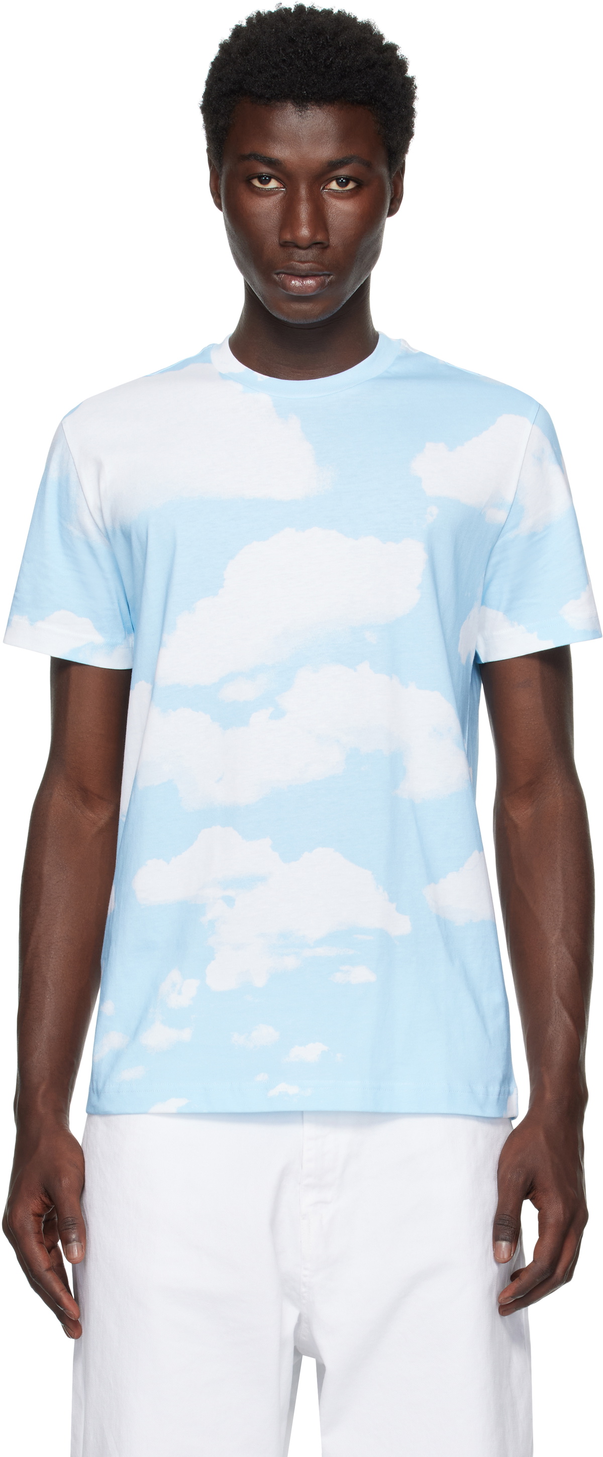 Moschino Blue Archive Clouds Organic Cotton T-Shirt